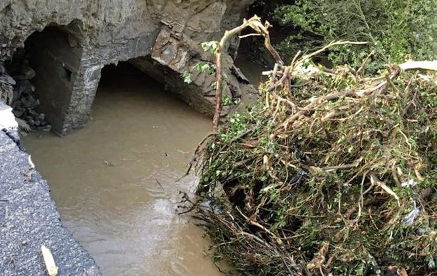 Flood waters left a huge hole in the road near Quigley's Point in Inishowen.