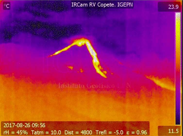 Lava flows on Reventador's SE and SW flanks