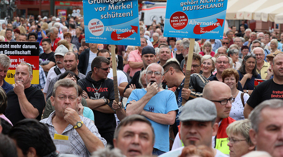 Anti-Merkel refugee migrant protest Germany