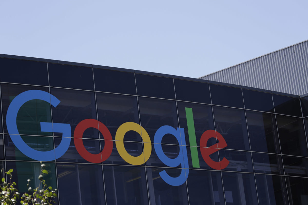 The Google logo is seen at the company's headquarters in Mountain View, Calif.
