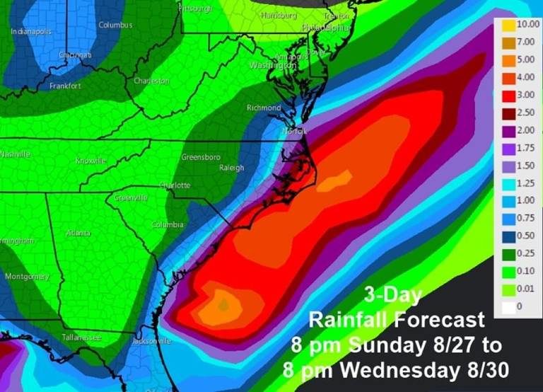 Click to enlarge August 2017 tropical storm carolina coast