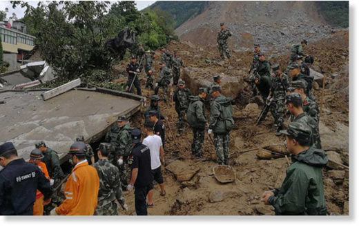 A landslide in Southwest China struck 34 homes, leaving 2 dead and 35 missing