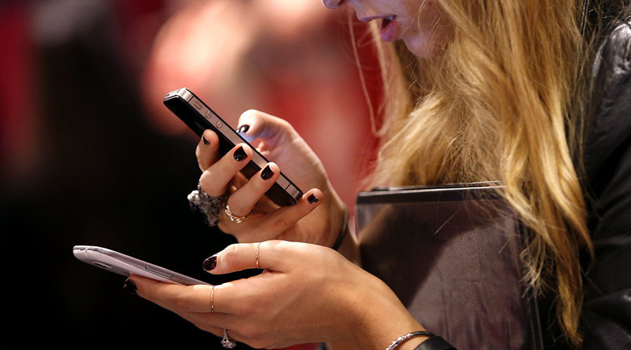 woman with phones