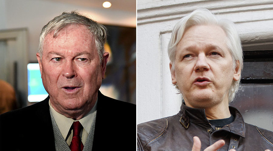 Dana Rohrabacher (L), Julian Assange (R)