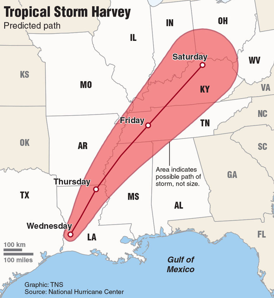 Click to enlarge Map of Harvey's path