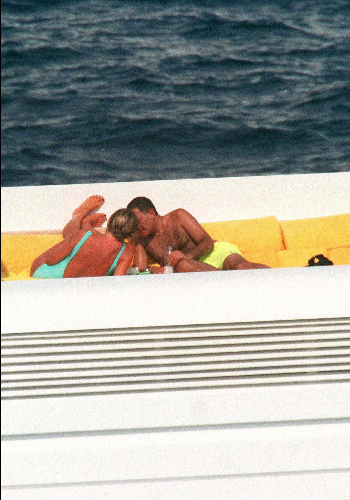 Diana and Dodi on the yacht Jonikal in ST Tropez in 1997