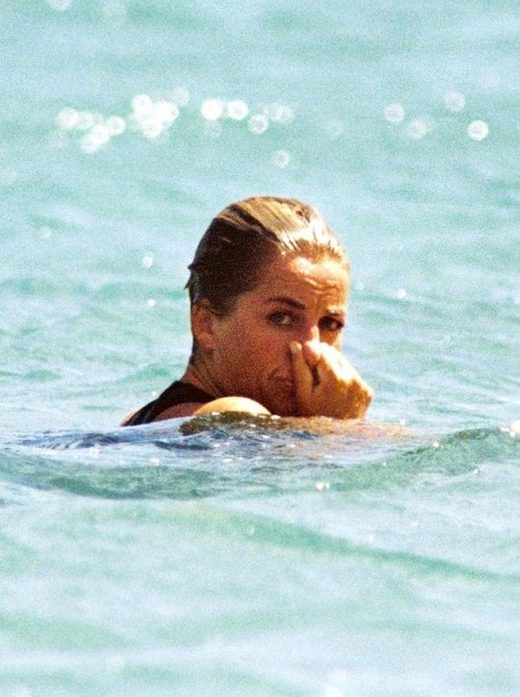 Diana swimming in the bay of St Tropez in the summer of 1997.