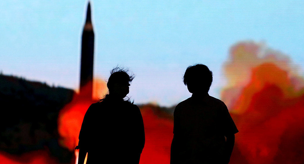 TV showing N. Korea missile launch
