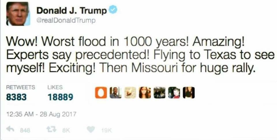 Click to enlarge Fake Trump Harvey tweet