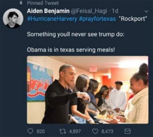 Click to enlarge Obama serving meals propaganda tweet