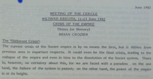 Click to enlarge Crisis of Empire document – meeting of Le Cercle chaired by Brian Crozier