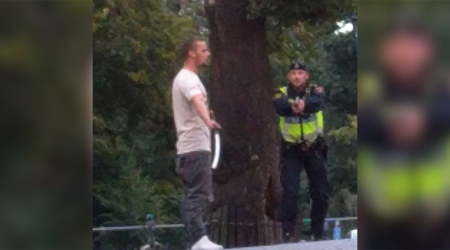 Swedish police arrested a man with a sword