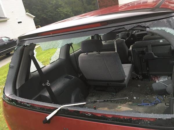 Click to enlarge Serious hail damage in Willow Spring