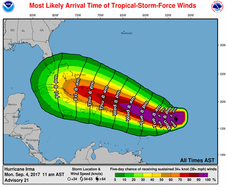Hurricane Irma projection 9.4.17