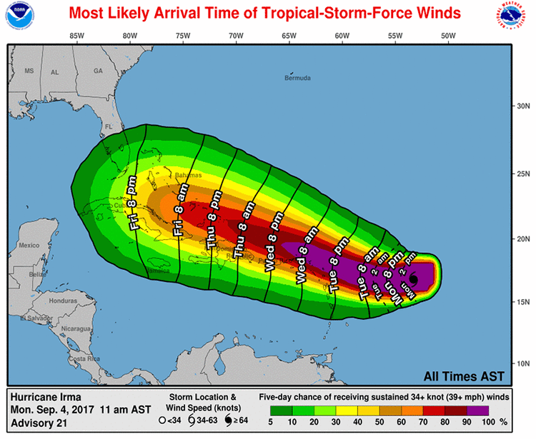 Click to enlarge Hurricane Irma projection 9.4.17