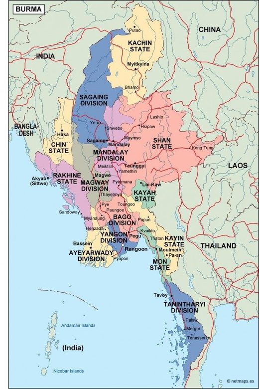 Myanmar Burma map