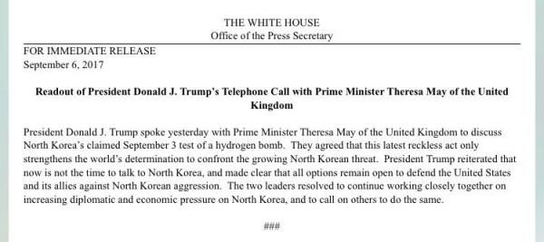 White House letter