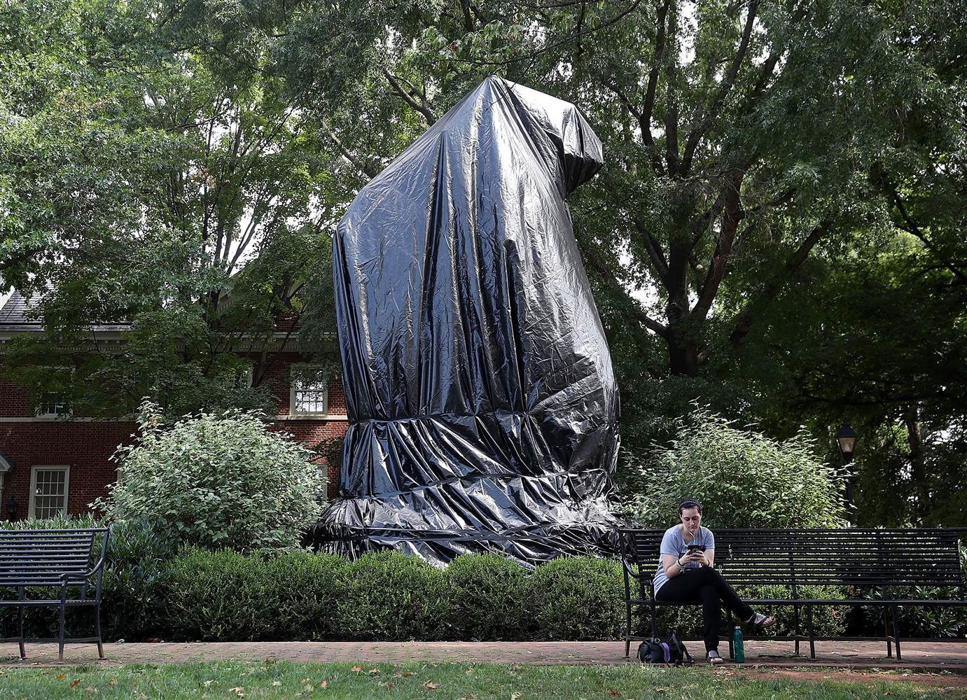 stonewall jackson statue covered