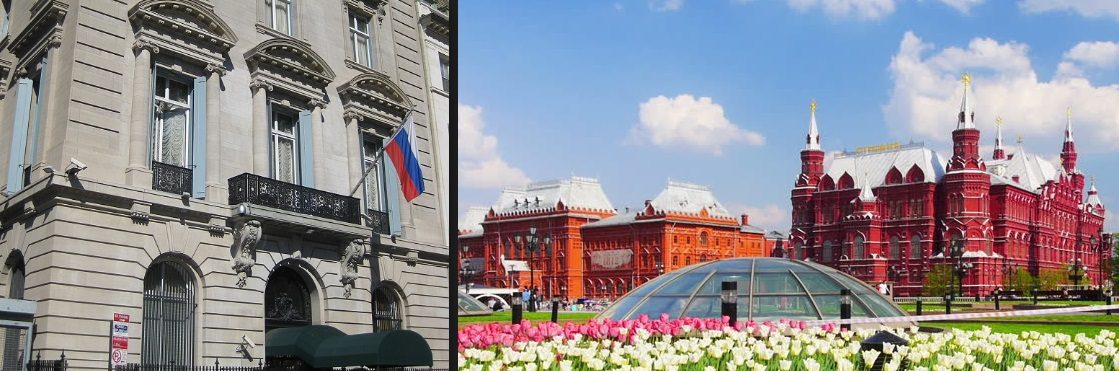 Russian mission in NY; Kremlin compound, Moscow