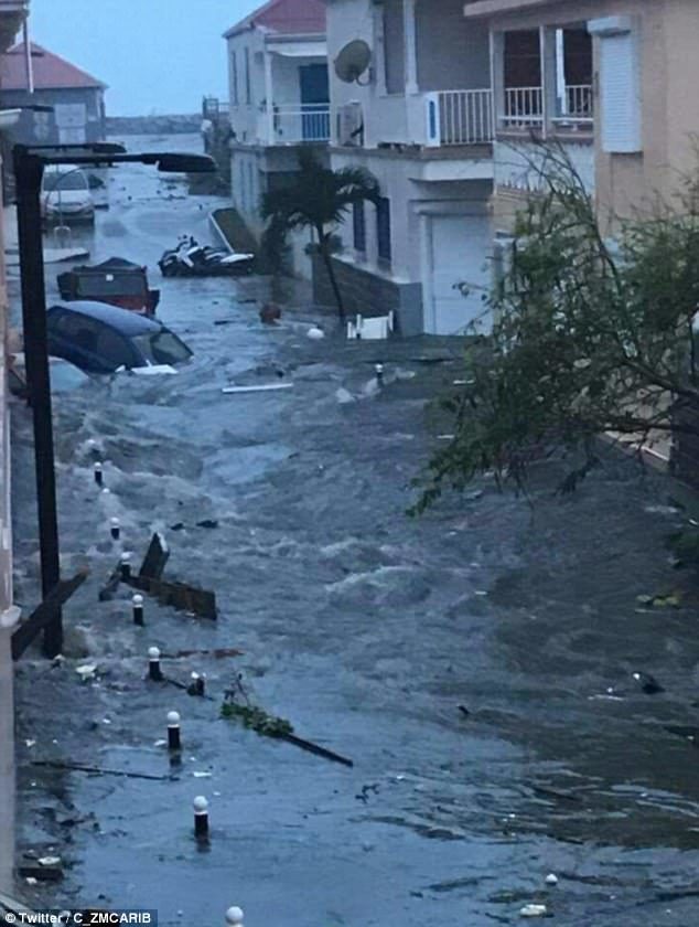 Click to enlarge Dramatic pictures have started to emerge on social media showing the scale of the flooding on St Martin