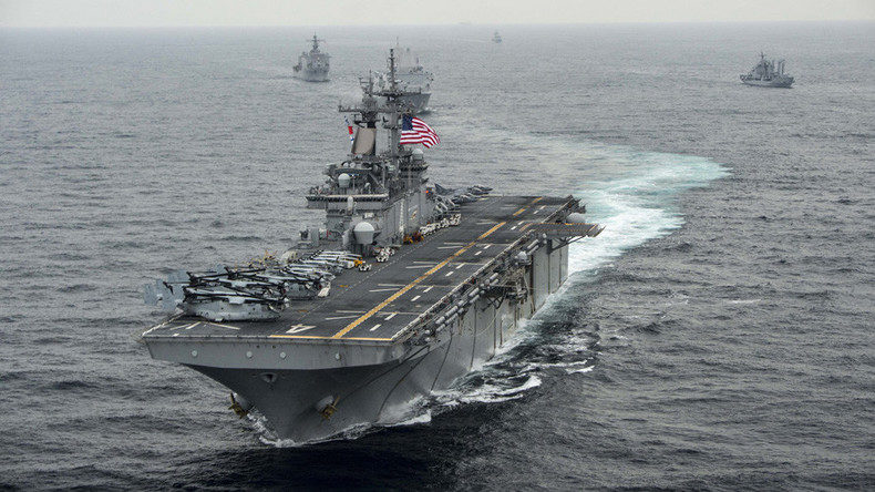 Click to enlarge The amphibious assault ship USS Boxer transits the East Sea during Exercise Ssang Yong 2016