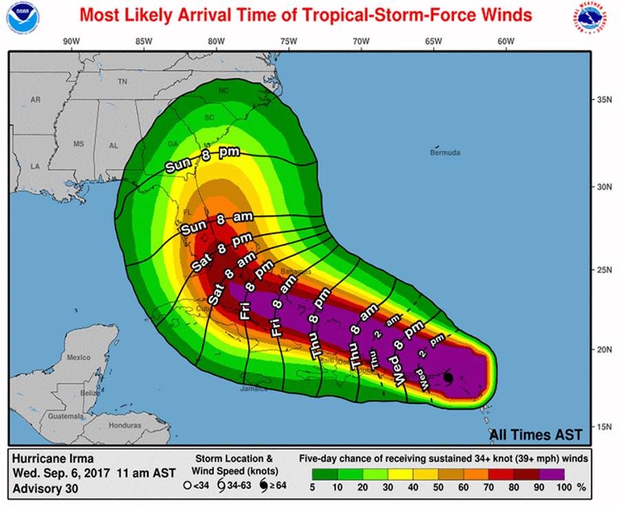 Click to enlarge irma landfall east coast