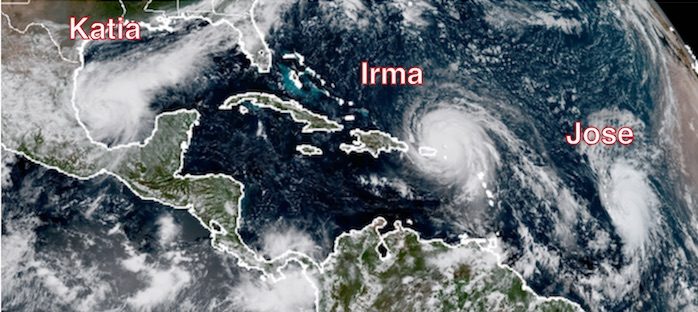 Click to enlarge Three simultaneous hurricanes in the Atlantic 9.6.17