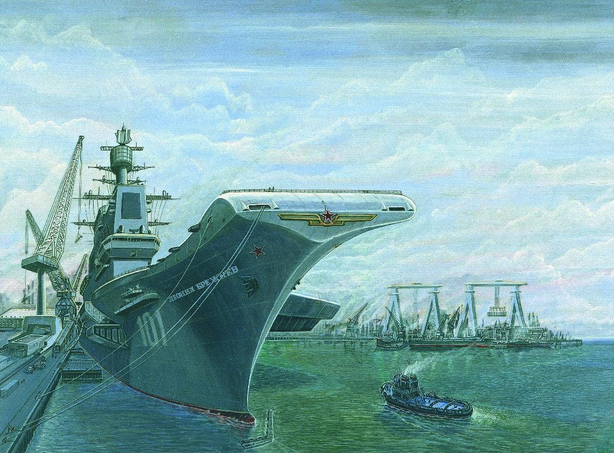 Click to enlarge Soviet Tbilisi-class carrier, artist's rendering by the DIA
