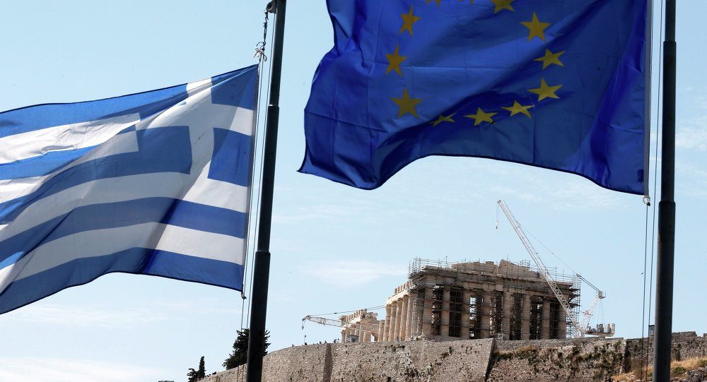 Greece and EU flags