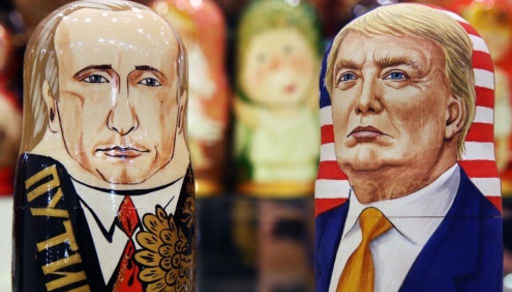 Caricature of Putin and Trump