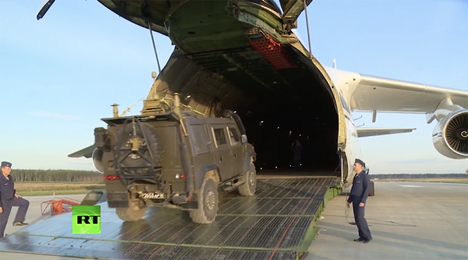 A combat vehicle entering into the fighter jet