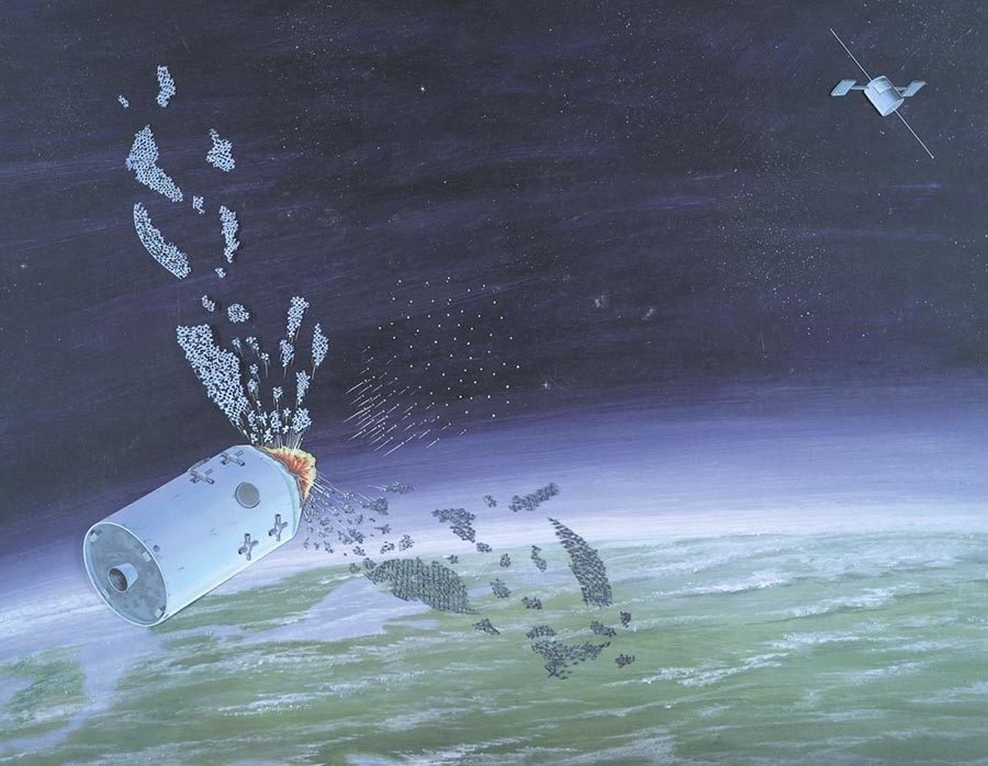 Click to enlarge DIA artwork showing their best guess at the layout of the Soviet IS anti-satellite weapon