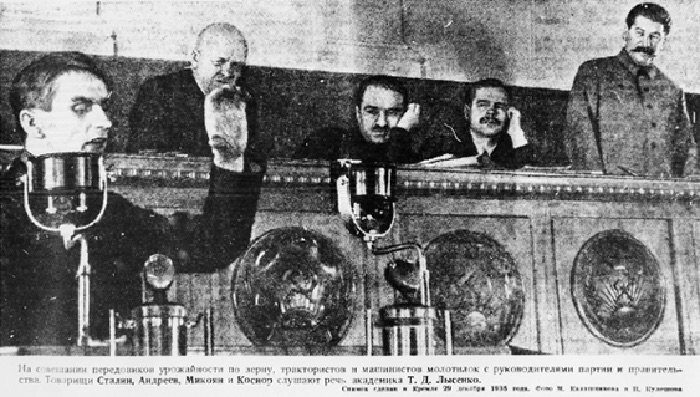 Trofim Lysenko speaking at the Kremlin 1935