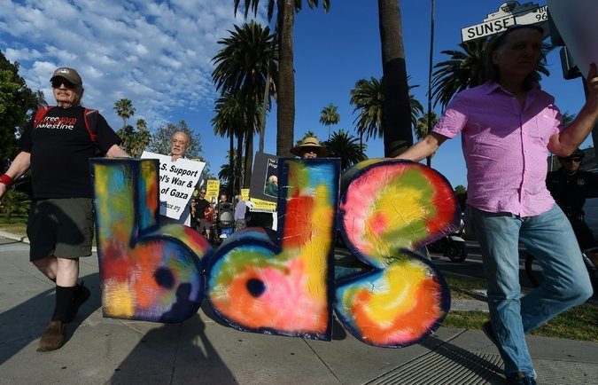 People marching in support of B.D.S. in California in August 2016