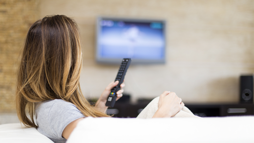 woman with remote