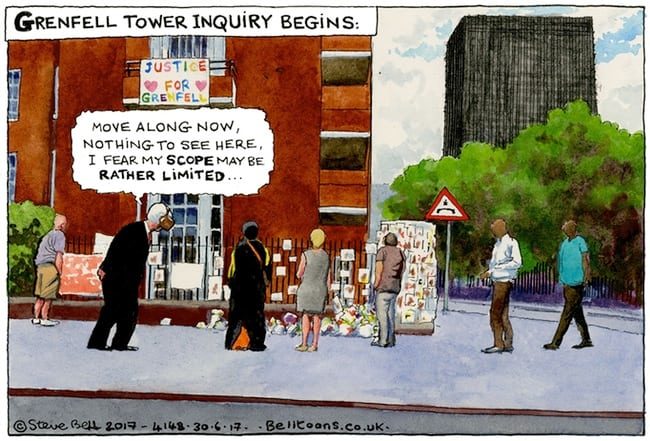 Grenfell Tower inquiry cartoon