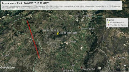 UFO location map Portugal