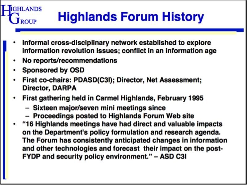 google pentagon Highland forum
