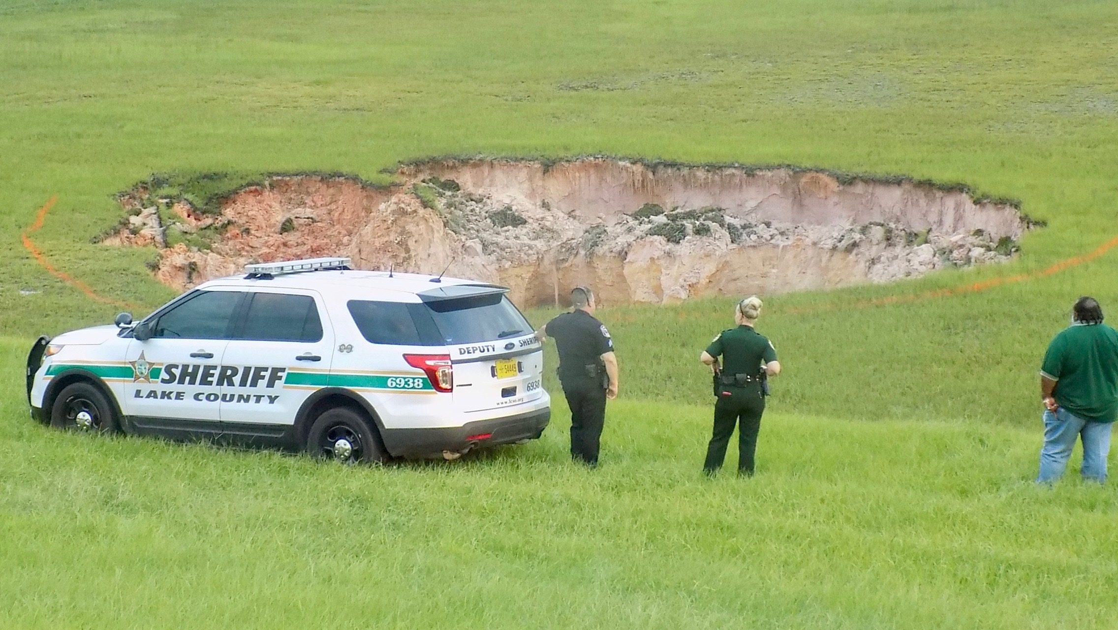 A massive sinkhole has opened up at American Legion Post 347 in Lady Lake.