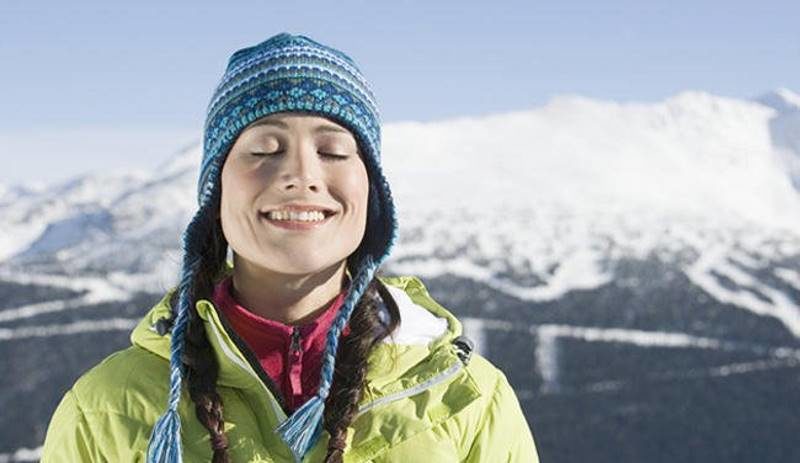 woman snow scene brown fat