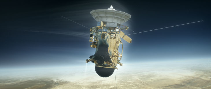 Click to enlarge Cassini firing thrusters