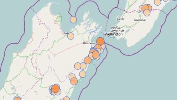 New Zealand earthquake map