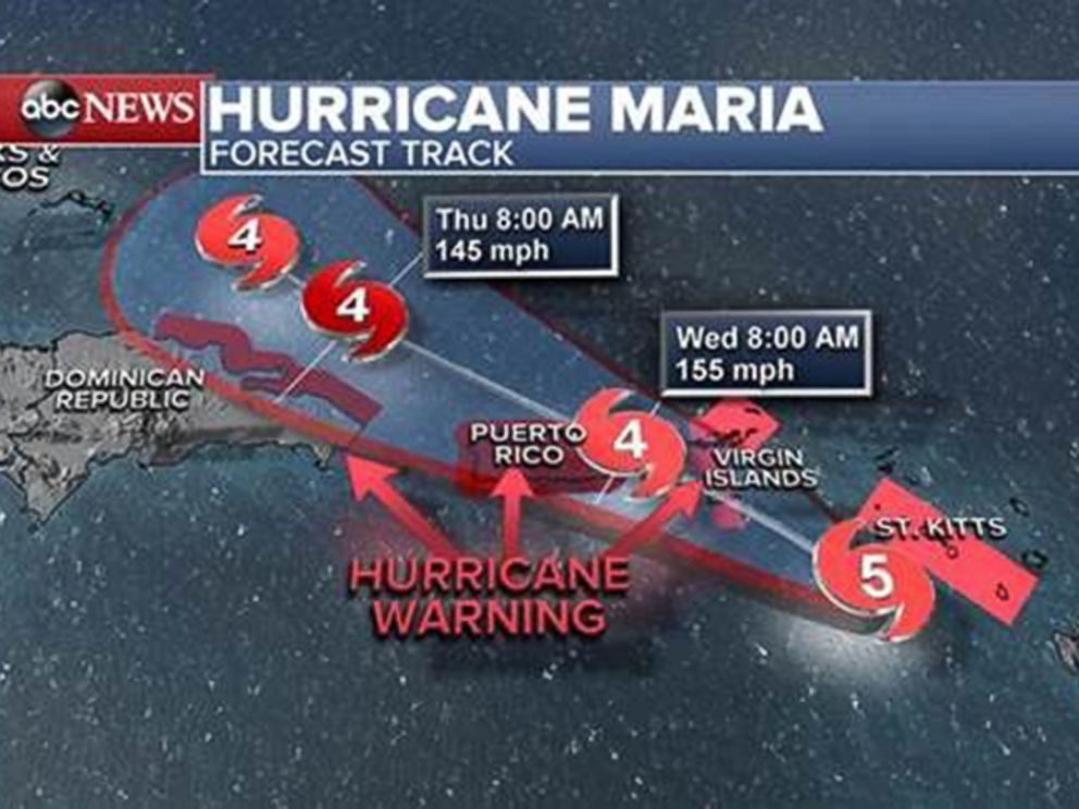 Hurricane Maria forecast track as of Sept. 19, 2017.