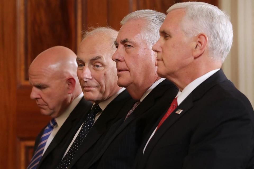 Click to enlarge McMaster, Kelly, Tillerson, Pence