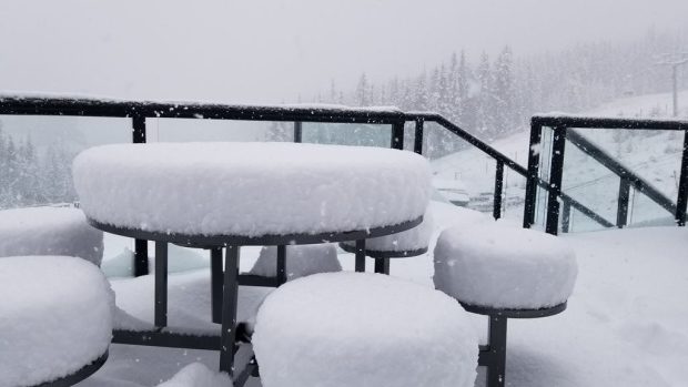 Snowfall at Marmot Basin Wednesday afternoon