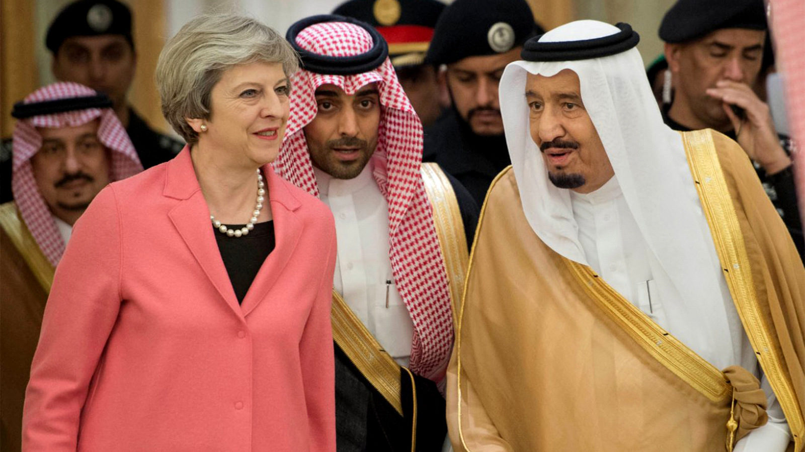 Click to enlarge Saudi King Salman, Theresa May