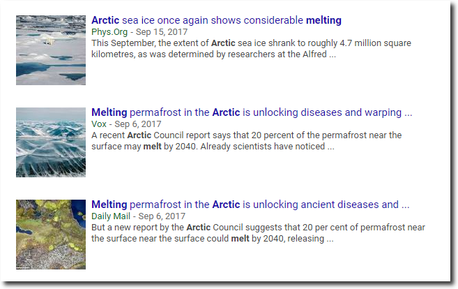google search arctic melting