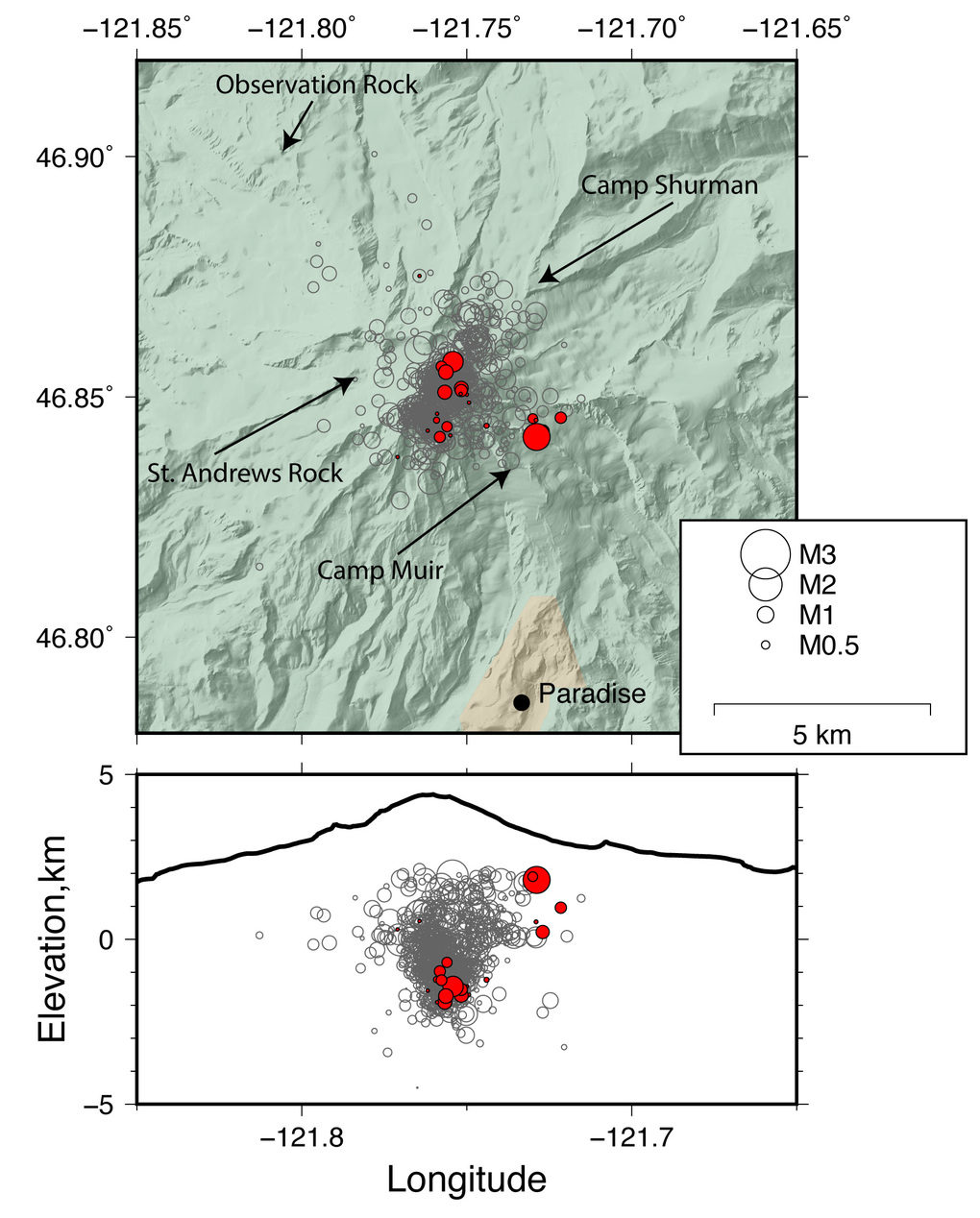 historical earthquakes at Mount Rainier
