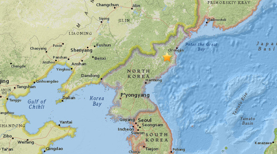 Click to enlarge North Korea earthquake map