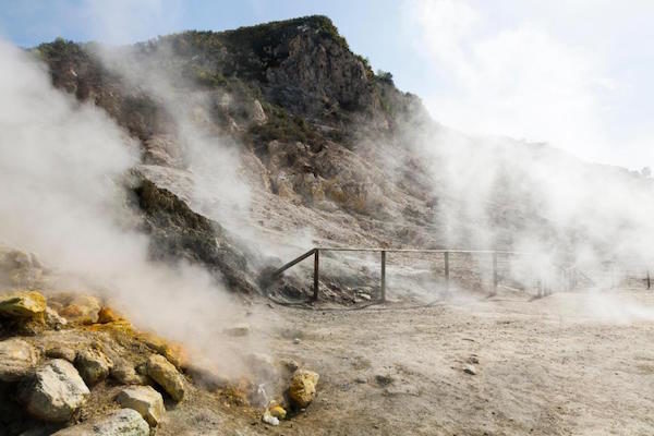 Steam and sulphurous fumes